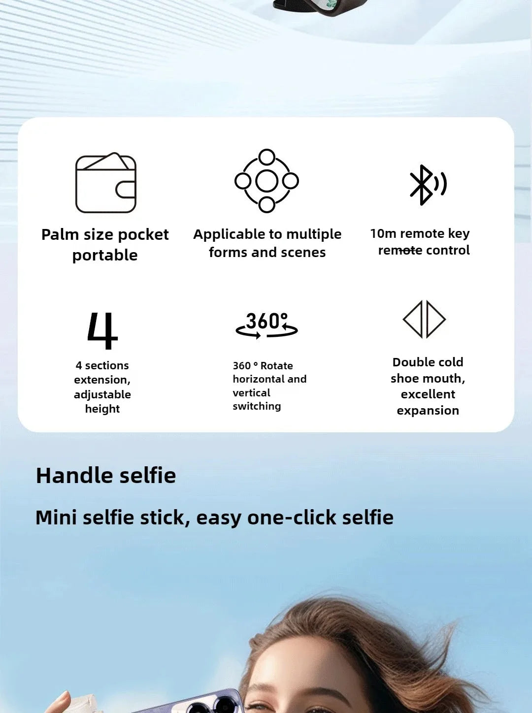 Super Mini Selfie Stick – Portable Phone Holder with Bluetooth Remote for Live Broadcast & Shooting
