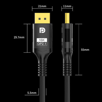 16K DP 2.1 DisplayPort Cable – 8K@120Hz, 4K@240Hz, 80Gbps HDR Video Audio Cable for Laptop, TV, Xbox, Projector, Gaming Monitor