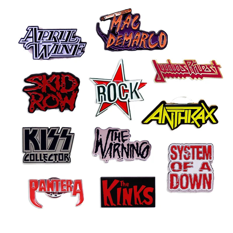 Rock Band Logo Enamel Pin — Music Album Badge, Pop Band Brooch Jewelry Gift & Clothing Accessory for Fans