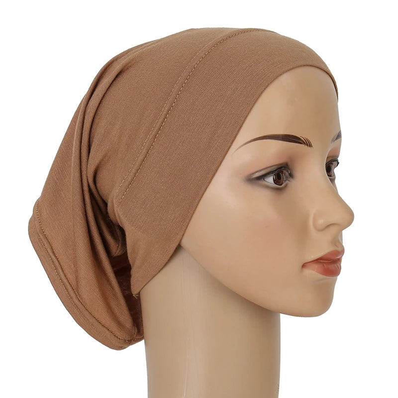 Cotton Modal Inner Hijab Undercap – Soft Stretch Muslim Turban, Islamic Underscarf Bonnet & Tube Cap for Women
