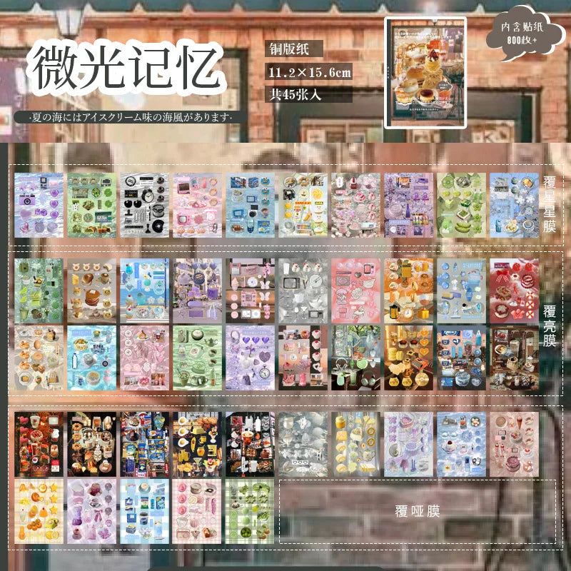 20 Sheets PET Cartoon Sticker Book - Retro Decorative Stickers for Scrapbooking Diary DIY Stationery Supplies