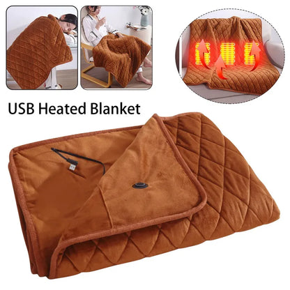 USB Electric Heating Shawl Pad - Thickened, Washable, and Cozy Winter Office Blanket