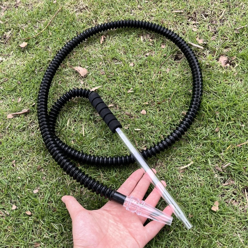 Adjustable Shisha Hookah Hose Set - Glass Handle Silicone Tube with Mouth Tips for Chicha Lounge Party Club