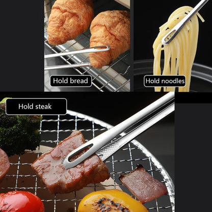 Long Stainless Steel Kitchen Tongs - Non-Slip Heat-Resistant BBQ Grill, Steak & Cooking Utensil Tool