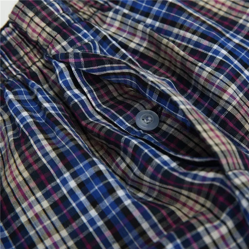 4-Pack Men's Cotton Boxer Shorts - Classic Plaid Woven Loose Fit Breathable Underwear