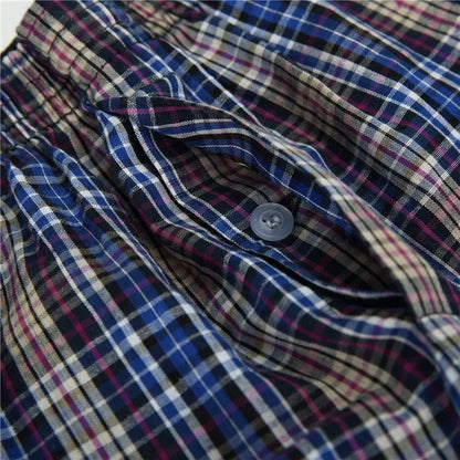 4-Pack Men's Cotton Boxer Shorts - Classic Plaid Woven Loose Fit Breathable Underwear