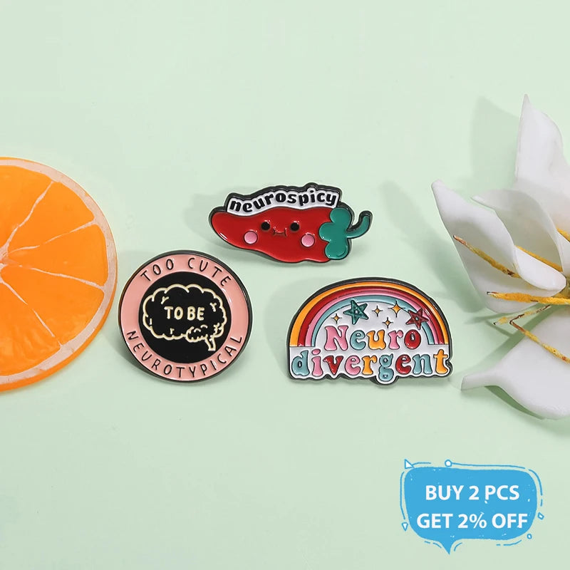 Neurospicy Chili Enamel Pin - Funny Neurodivergent Autism ADHD Dyslexia Awareness Brooch Badge Jewelry Accessory