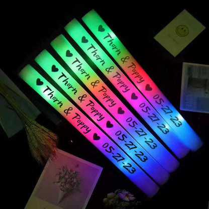 60Pcs RGB LED Glow Sticks – Colorful Foam Cheer Tubes for Dark Light, Birthday, Wedding, and Party Supplies