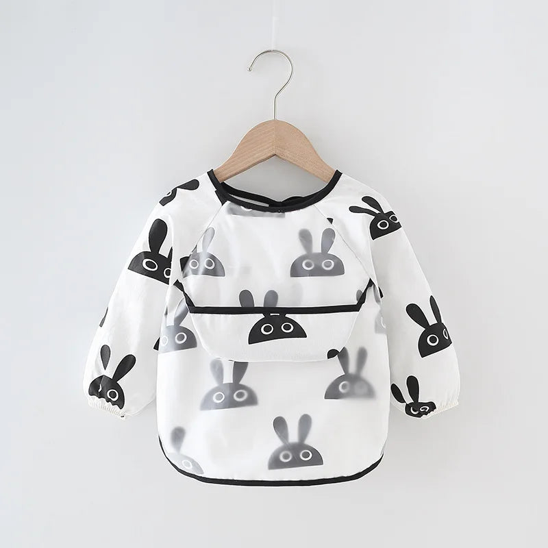 Waterproof Long Sleeve Baby Feeding Bib - Toddler Apron Smock with Food Catcher Pocket for Mess-Free Mealtime