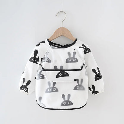 Waterproof Long Sleeve Baby Feeding Bib - Toddler Apron Smock with Food Catcher Pocket for Mess-Free Mealtime