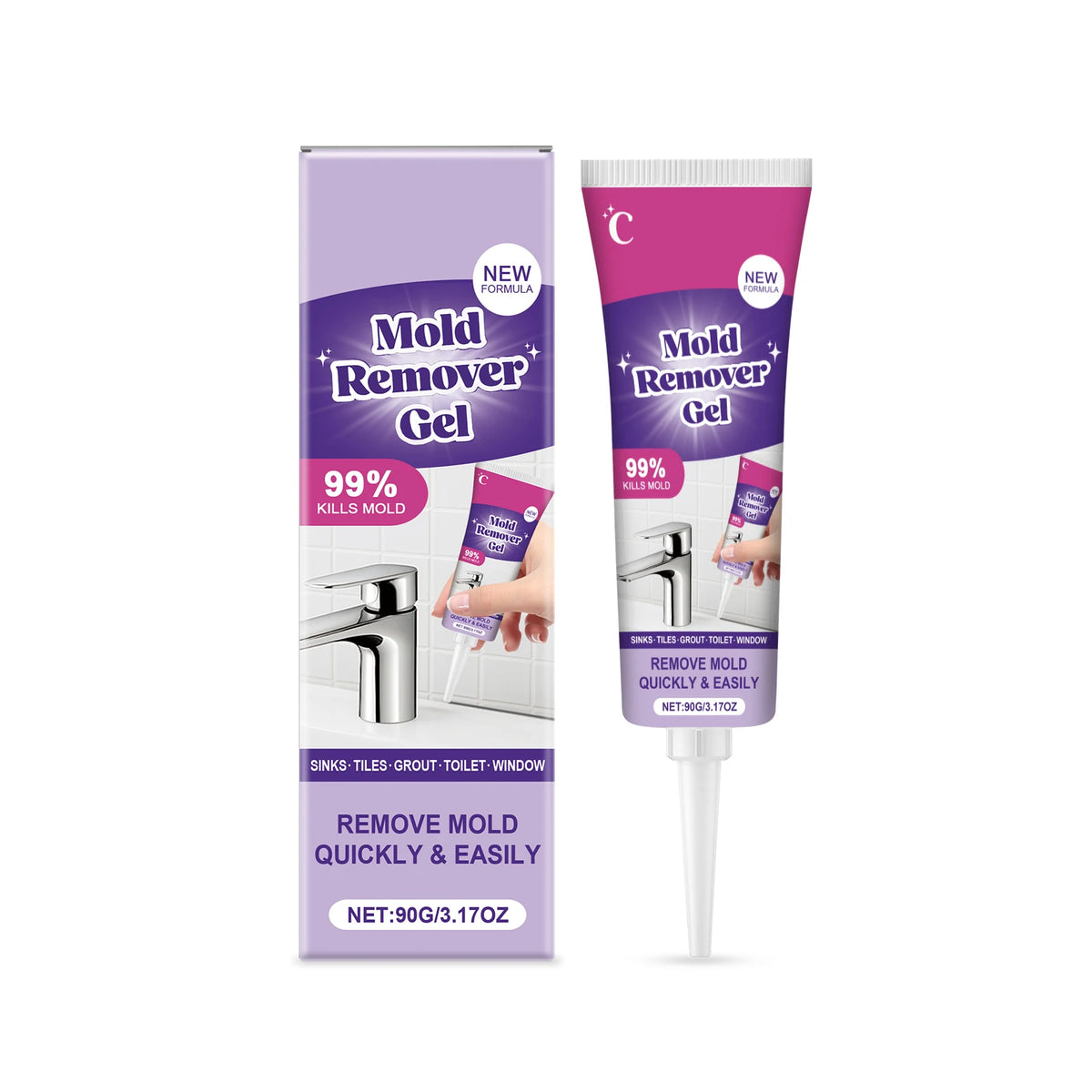 Multi-Purpose Cleaning Gel Stain Remover - Powerful Cleaner for Tile Grout, Sinks, Floors, Toilets & Household Surfaces