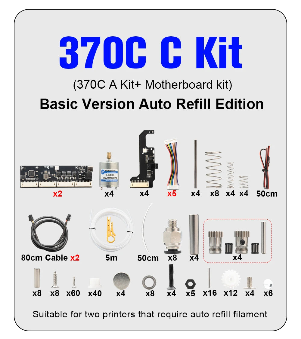 BLV AMS Lite BMCU370C Auto Refill Farm — Durable 3D Printer Accessory for A1 & A1 MINI, Strictly Tested, Type-C Support