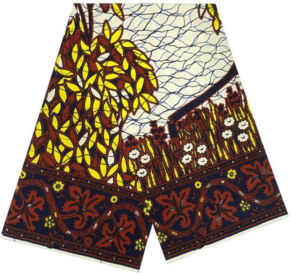 Cotton Batik Ankara Fabric - 100% African Wax Print Bronzing Golden Fabric 6 Yards for Dresses & Crafts