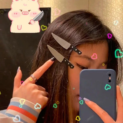 Weird Knife Hair Clips for Women - Creative Funny Hairpins, Punk Barrette Hairpins Headwear for Girls, Y2K Accessories