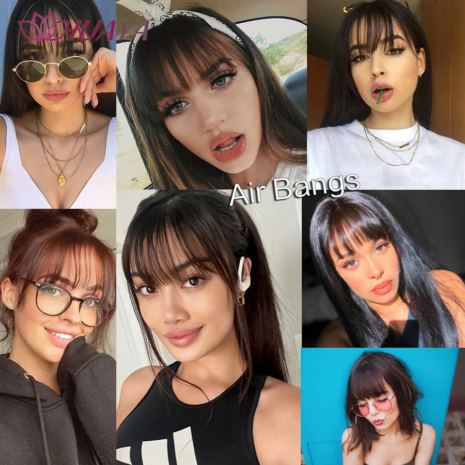 Synthetic Air Bangs Clip-In Hair Extension - Invisible Natural Front Fringes Fiber Hair Accessory