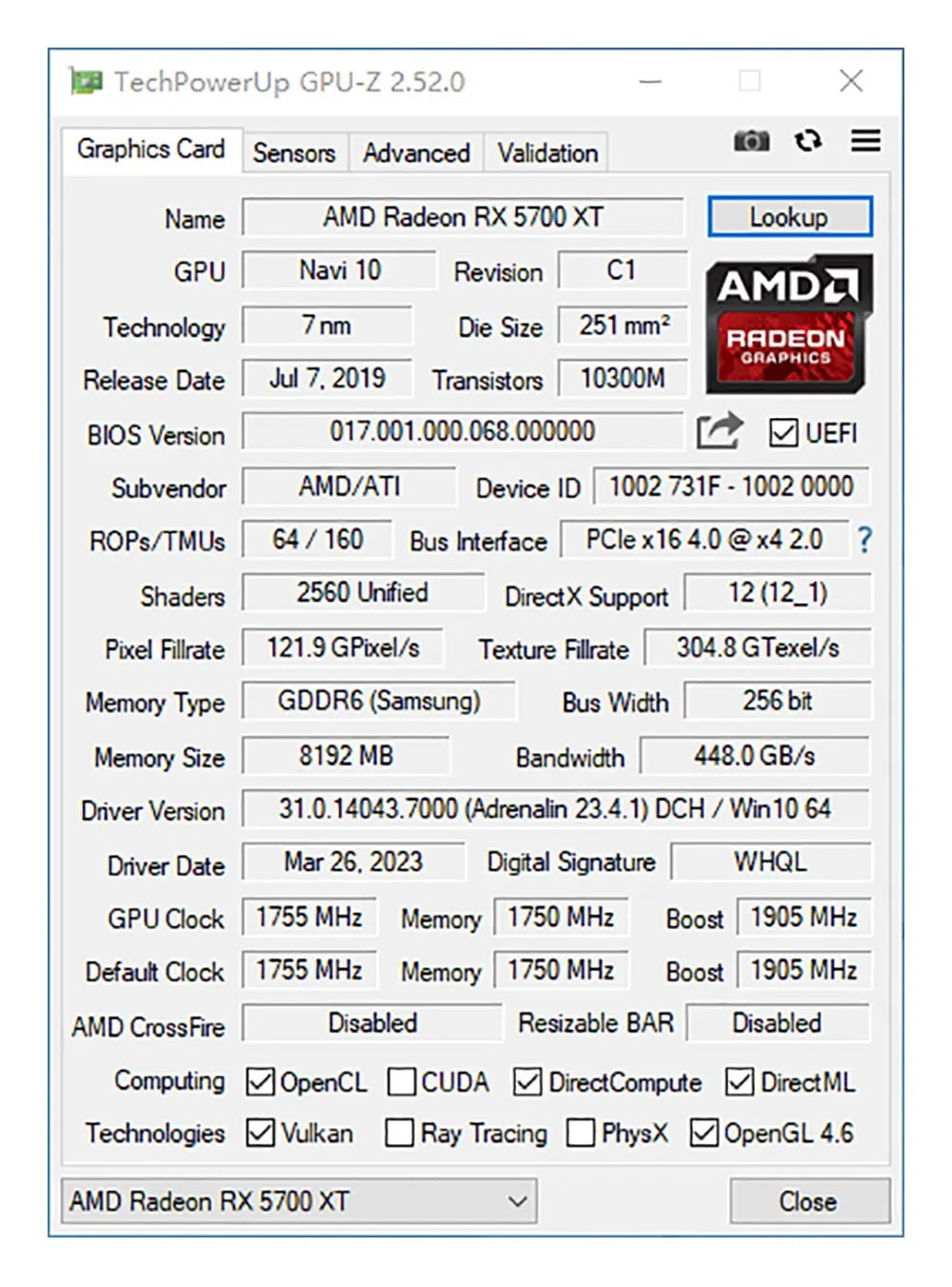 MLLSE AMD RX 5700 XT 8GB Graphics Card – GDDR6, 256Bit, PCI-E 4.0×16, 6+8Pin Radeon GPU for Gaming Video Card