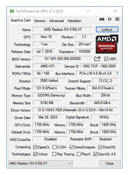 MLLSE AMD RX 5700 XT 8GB Graphics Card – GDDR6, 256Bit, PCI-E 4.0×16, 6+8Pin Radeon GPU for Gaming Video Card