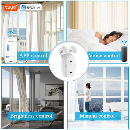 Tuya Smart Wifi Curtain Robot – Remote & Voice Control, Roman Rod Track, Single/Double Opening, 1/2PCS with Gateway