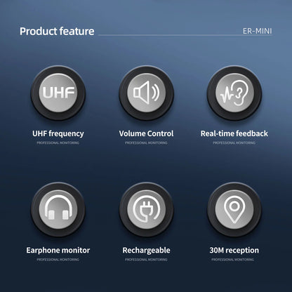 Debra Portable UHF IEM Wireless In-Ear Monitor System – Rechargeable Audio Mini for Music, Live Broadcast & Audio Monitoring