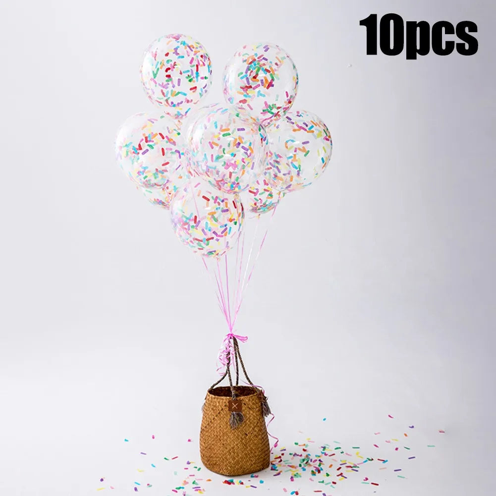 10pcs Ice Cream-Themed Balloons – Latex Party Decorations with Paper Confetti Strips for Birthday, Wedding & Baby Shower