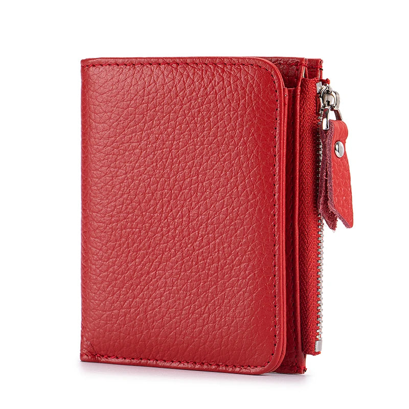 Women’s Genuine Leather Slim Wallet — RFID Blocking Bi-Fold with Card Holder & Coin Pocket