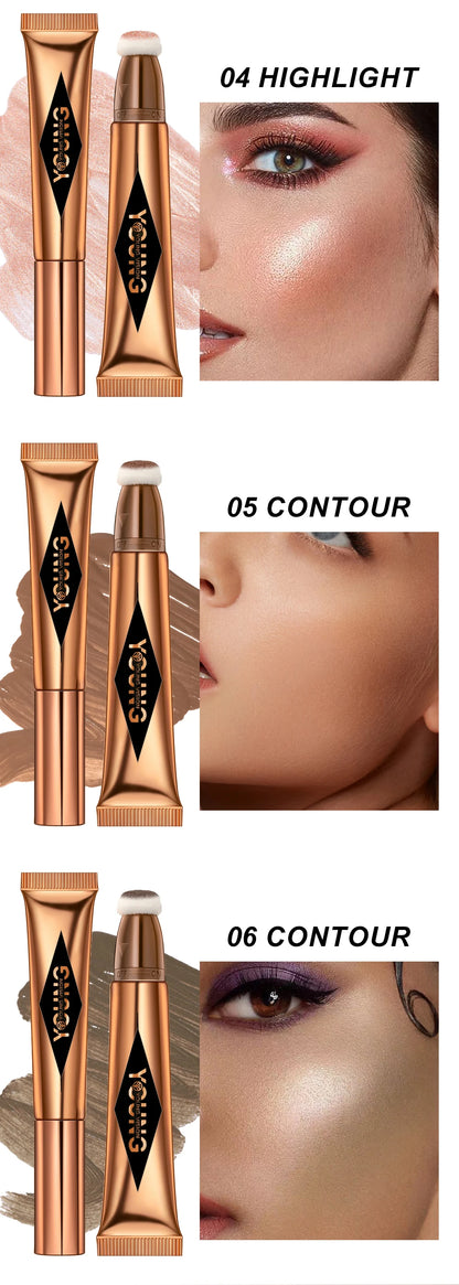 YOUNG VISION Air Cushion Powder Blusher - High Gloss Stick Rouge Makeup Liquid, 6 Color Options