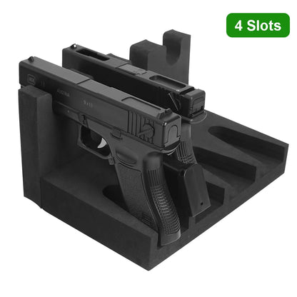3/4/6 Slot Foam Gun Rack - Universal Pistol Holder for Glock, Handgun Display Stand & Gun Safe Organizer