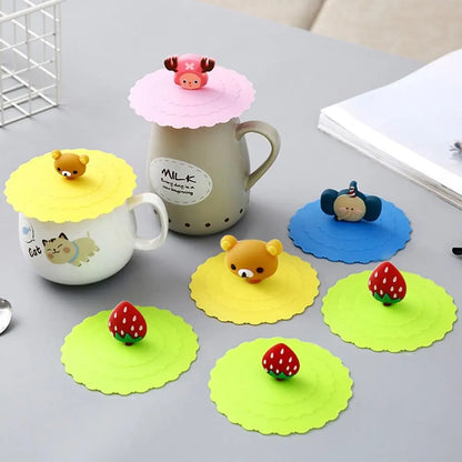 24-Pack 10cm Reusable Silicone Cup Covers - Cute Seal Design for Dustproof, Leakproof Tea and Coffee Cups - Cup Accessories