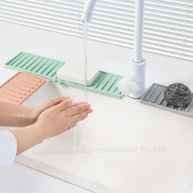 Kitchen Sink Splash Guard & Faucet Mat — Multipurpose Drip Catcher Tray for Dish Drying, Sponge & Kitchen Use