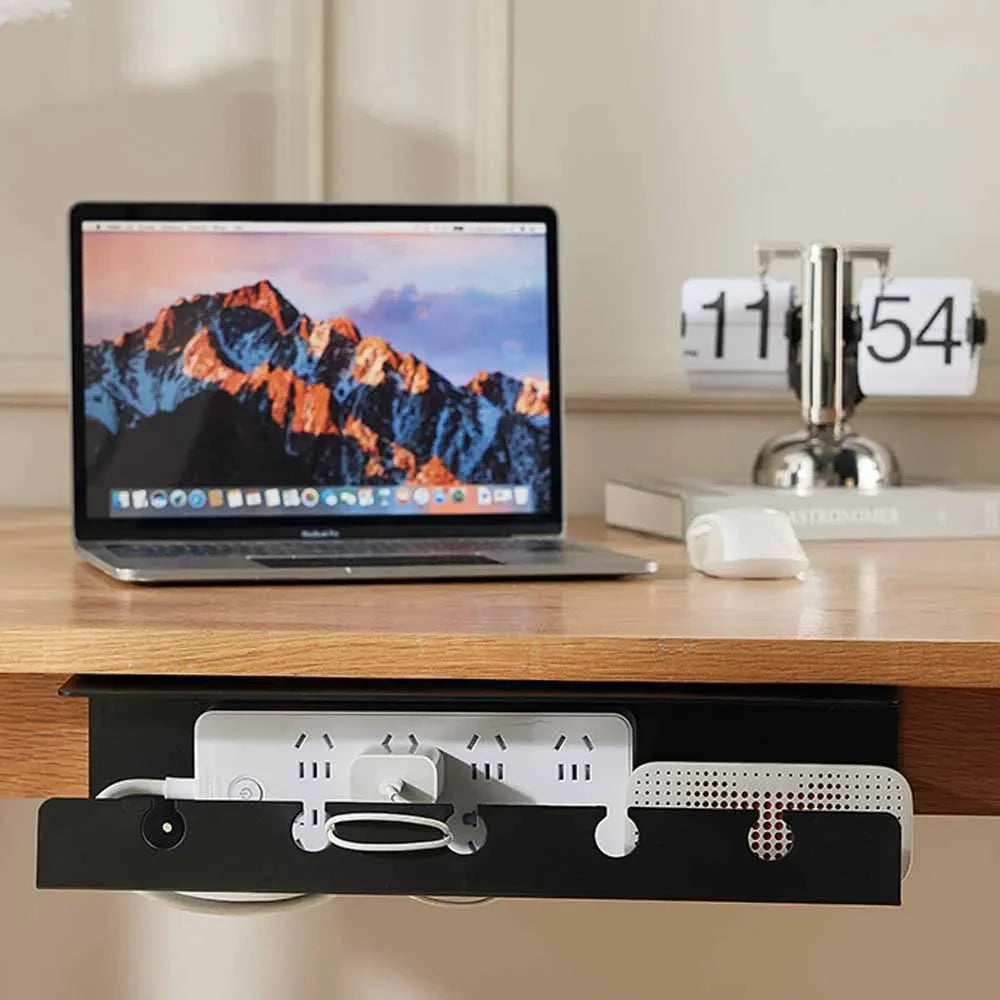 2024 Under Desk Cable Management Tray with Clamp - Sturdy Cord Holder for Power Strips, No Drilling Required, Spacious Design