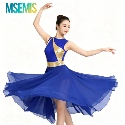 Women's Praise Dance Dress - Modern Liturgical Church Choir Costume with Irregular Hem for Ballet & Contemporary Dance