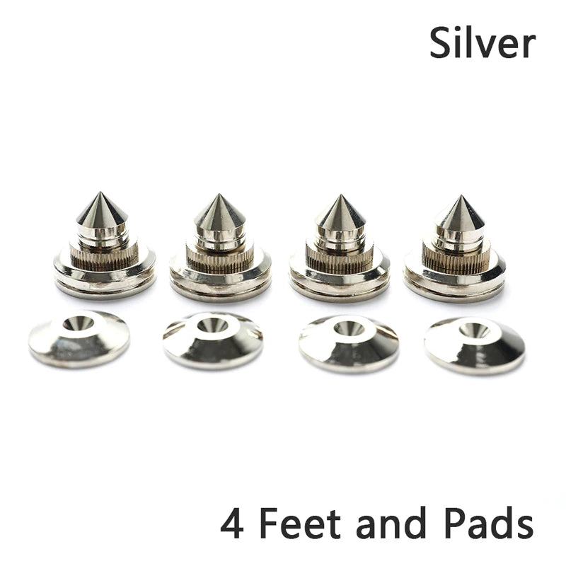 4PCS Speaker Stand Feet Pads — 30x27mm Pure Copper/Silver Spikes for Loudspeaker Boxes with M28x26 Nails