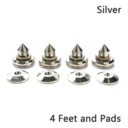4PCS Speaker Stand Feet Pads — 30x27mm Pure Copper/Silver Spikes for Loudspeaker Boxes with M28x26 Nails
