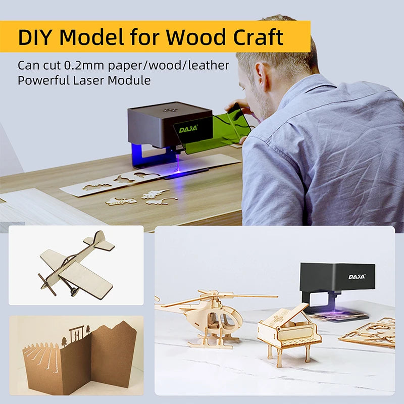 DAJA DJ6 Laser Engraver CNC, 3000mW Mini Laser Engraving Machine, Printer Cutter for Wood, Plastic, DIY Logo Mark