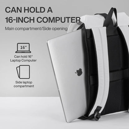 Mixi 16'' Waterproof Laptop Backpack - Lightweight Casual Travel Bag for College Students, Men and Women, 17 Inch White Rucksack