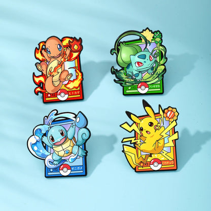 4Pcs Cartoon Anime Enamel Pins - Cute Metal Brooch Badges for Backpacks, Clothing and Gifts