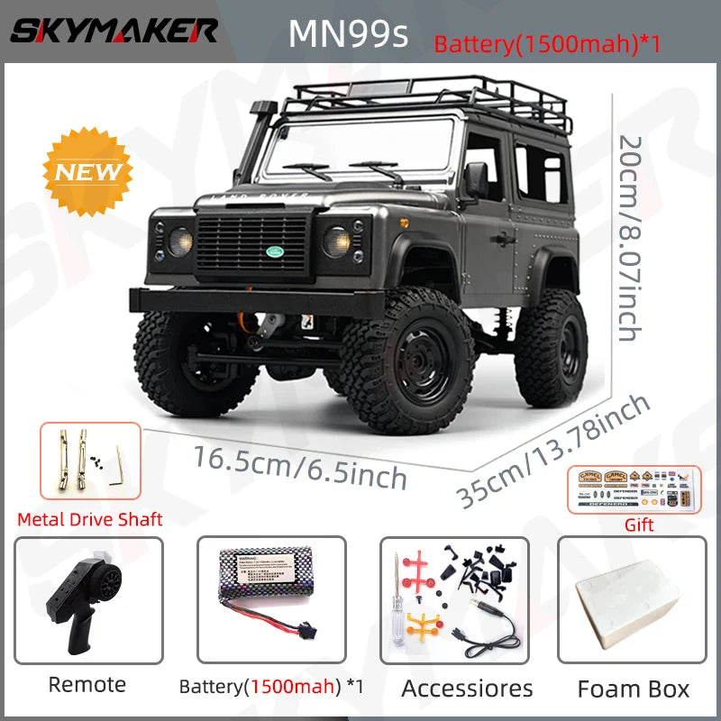 MN99s MN98 1:12 RC Rock Crawler – 2.4G 4WD Defender RTR Remote Control Car, 1/12 RC Truck Toys