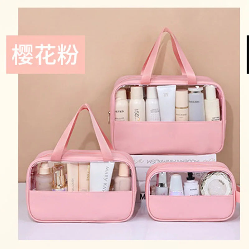 Portable Transparent Travel Cosmetic Bag for Women — Large-Capacity Waterproof Makeup & Toiletry Storage Case