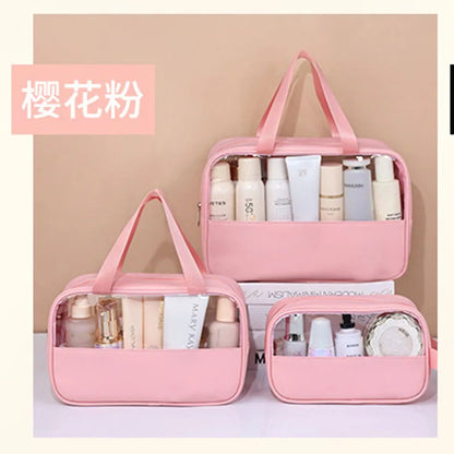Portable Transparent Travel Cosmetic Bag for Women — Large-Capacity Waterproof Makeup & Toiletry Storage Case