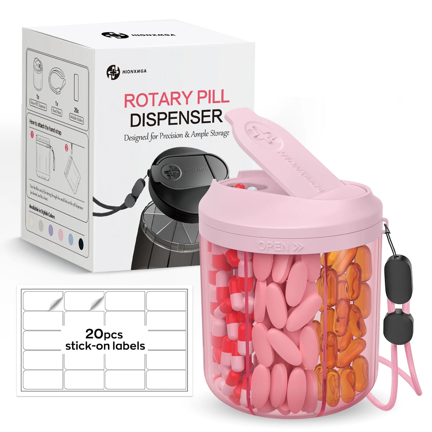 Weekly 7-Compartment Pill Organizer – Portable Travel Pill Case with Anti-Mix Design & 20 Labels