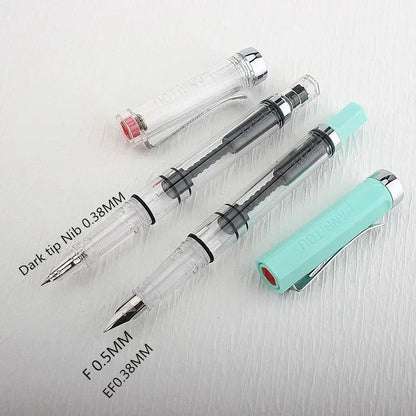 3059 Piston Fountain Pen – High-Quality Transparent Resin with EF/F Nib (0.38/0.5mm) for Business & Gift