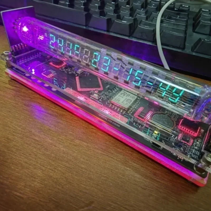Nixie Tube Table Clock - Vintage Vacuum Tube Digital Glow Clock for Desk, Office & Room Decor