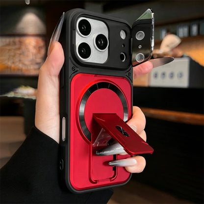 MagSafe Magnetic Armor Case - Foldable Stand & Camera Lens Protection for iPhone 11-17 Series