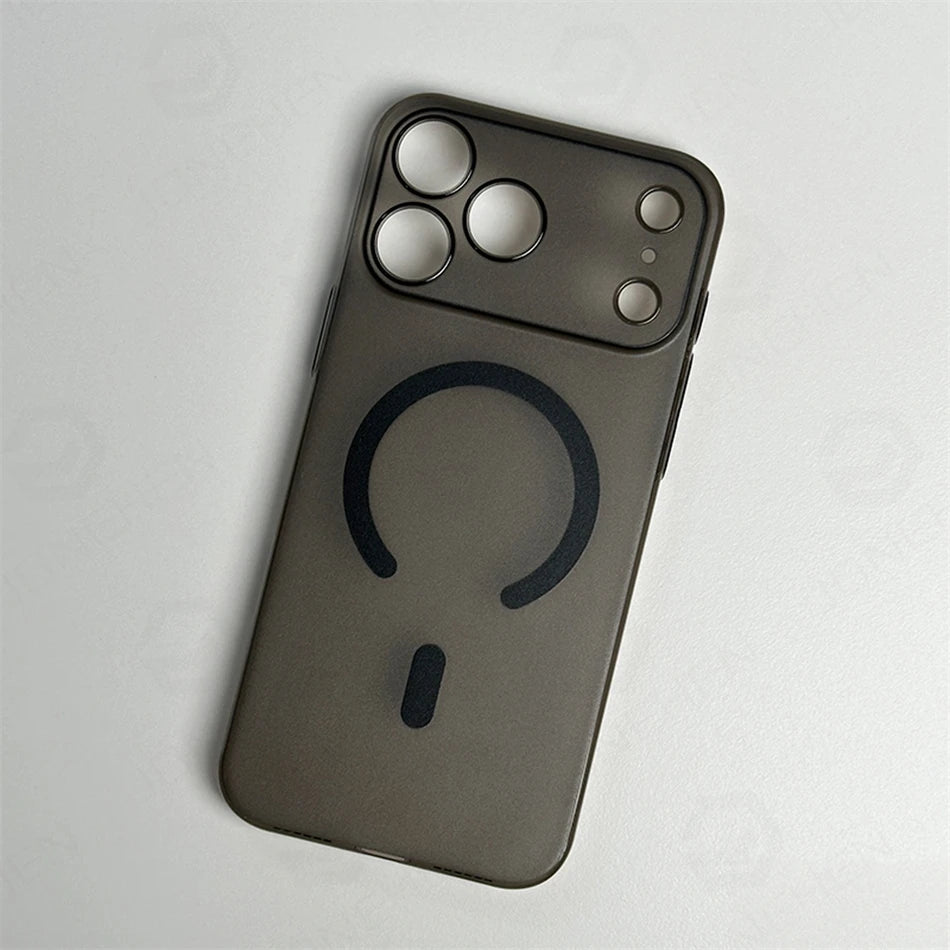 0.7mm Ultra-Thin MagSafe iPhone Case - Matte Clear Hard PC Cover with Magnetic Wireless Charging for iPhone 12–17 Air & Pro Max