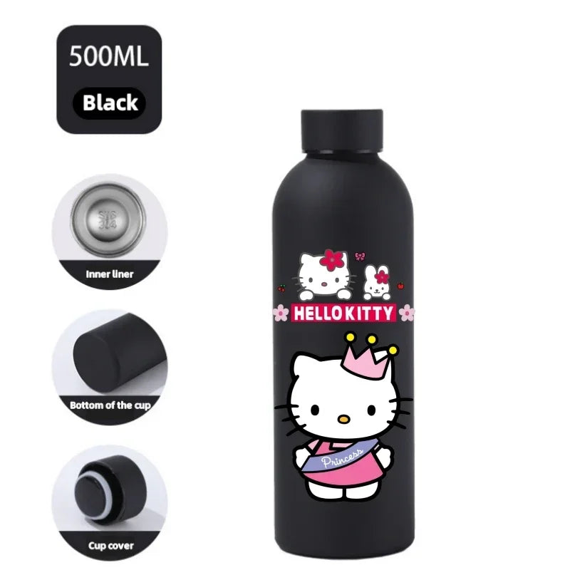 Sanrio Hello Kitty Insulated Sport Bottle — Double-Layer Stainless Steel Vacuum Cup, Small Mouth Coffee Bottle, Angel Color Frosted Finish