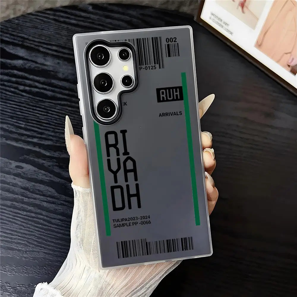 Saudi Arabia Plane Ticket Phone Case - Clear Soft Shockproof 2-in-1 Cover for Samsung Galaxy S25 S24 S23 Ultra