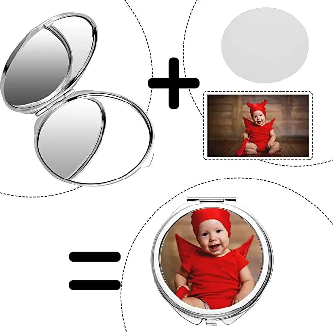 12PCS Metal Pocket Compact Mirrors - Sublimation Blank Travel Makeup Mirrors for Women & Men