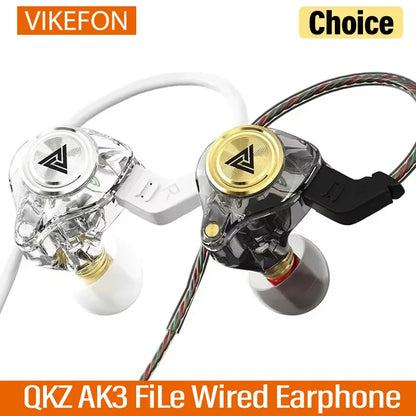 QKZ AK3 Wired Earphones - HiFi Bass Headphones with Microphone for Gaming, Sports & Music