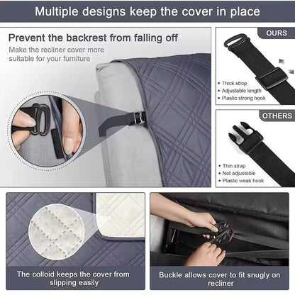 100% Waterproof Recliner Chair Cover – Non-Slip Recliner Slipcover with Pocket for Bedroom, Office & Living Room