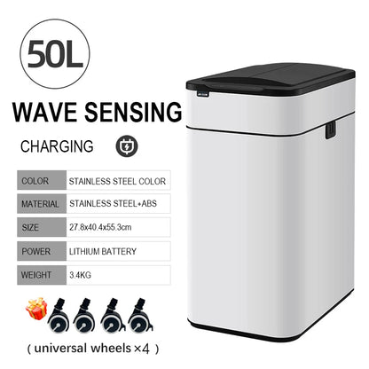 Smart Stainless Steel Trash Can – Automatic Wastebin for Kitchen & Home, 20-60L Large Capacity Garbage Bin
